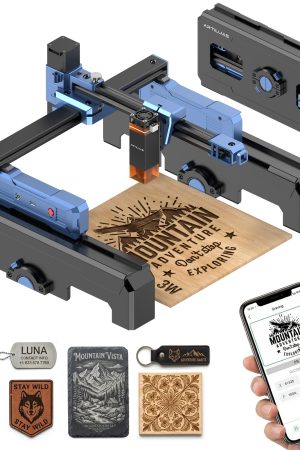 Artilume T1-P Laser Engraver 3000mW, APP Control, Foldable Design with Height Extension and Protective Enclosure, Portable Laser Engraver Machine, 200x150mm Large Engraving Area